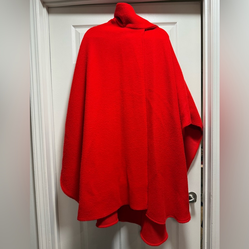 Vibrant Red Cape Poncho
